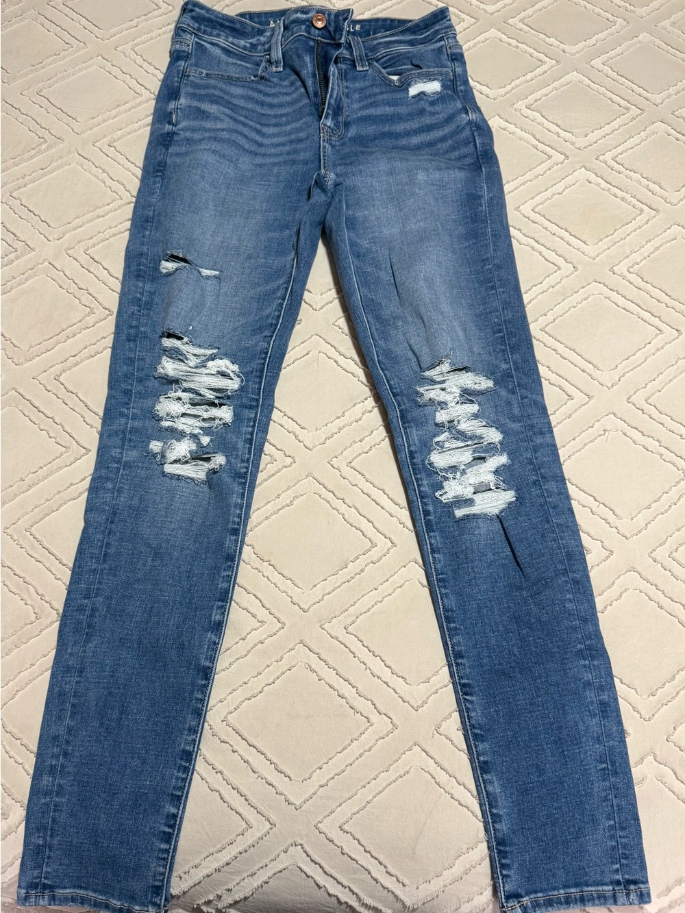 Women's Distressed Skinny Jeans - Blue